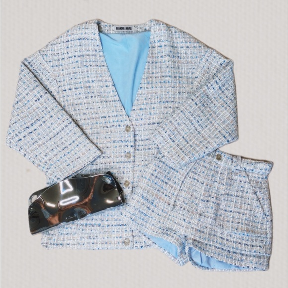 Blue Tweed Cardigan Jacket - Picture 9 of 9